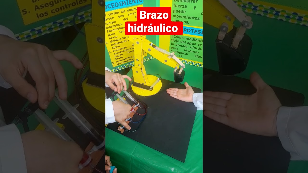 brazo hidráulico. principo de pascal. Experimentos de física.