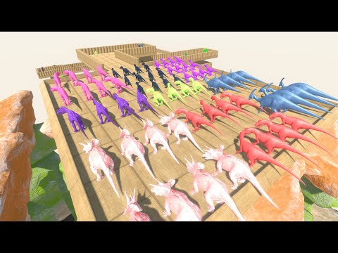 Colored Carnivore vs Herbivore Dinosaurs Championship - Animal Revolt Battle Simulator