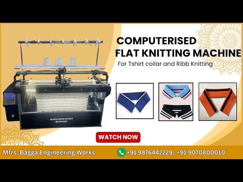 Computerised tshirt collar flat knitting machine