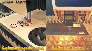 [LaserMen] LM-1530CF Dual use fiber co2 laser cutting machine cutting carbon steel and plywood