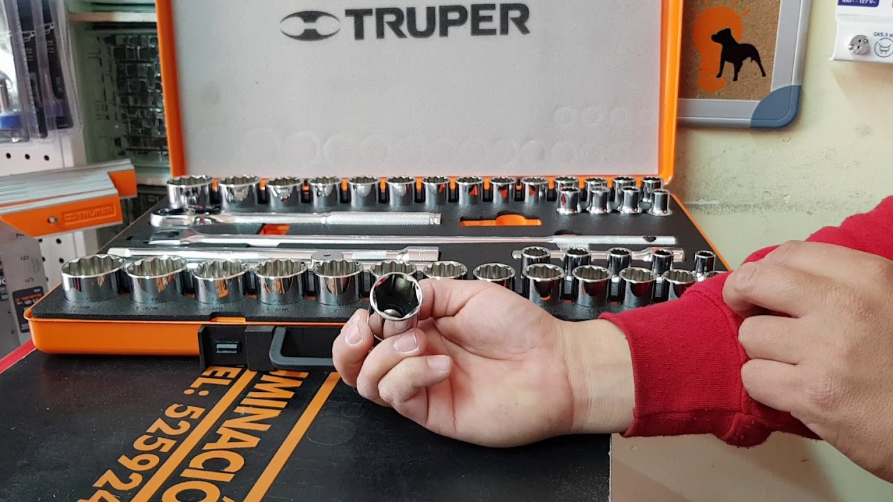 Juego de autoclé, cuadro 1/2, 42 piezas std y mm Truper