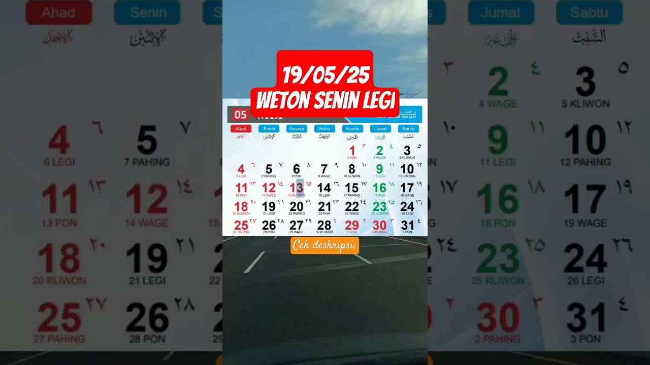 Kalender jawa weton!! hari ini Senin Legi.