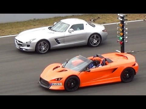 Thumbnail for Mercedes SLS AMG vs K1 Attack 1/4 Mile Drag Race Acceleration Viertelmeile Sound Rennen by K-1 Attack