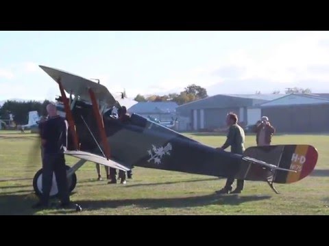 TVAL's Hanriot HD-1 being started up, then taxied out for takeoff.