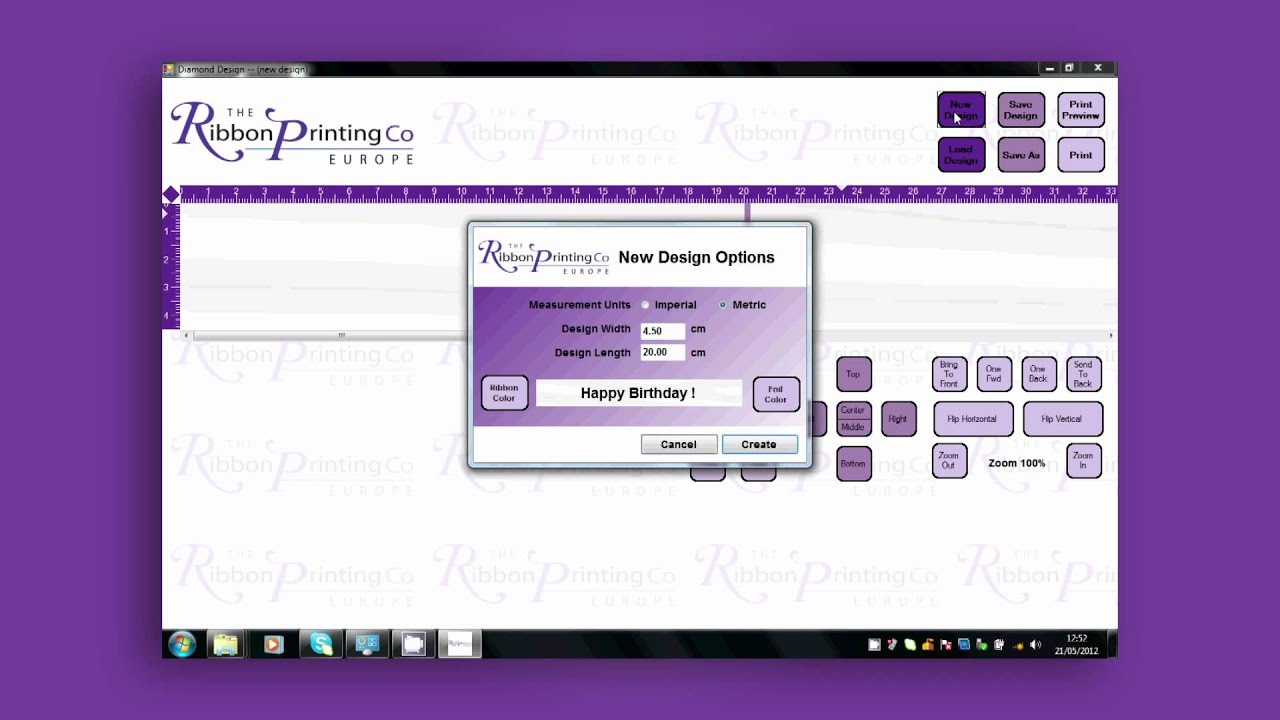 Ribbon printing machine - how to print onto narrow ribbon