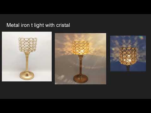 Iron crystal gold candle tea light holder, packaging type: c...