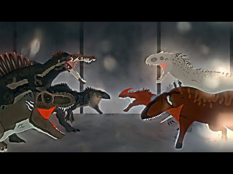 team spinosaurus vs team indominus rex // dinosaur battle // stick nodes pro animation