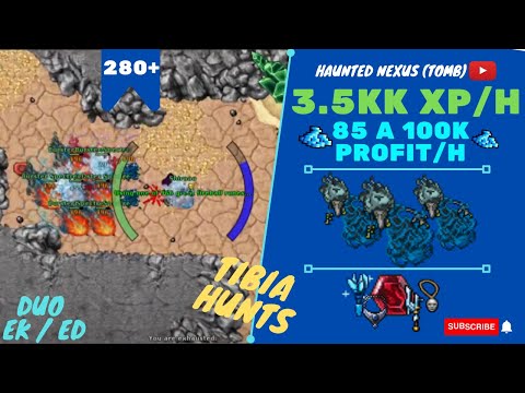 DUO EK/ED LVL 280+ 3.5KK+ XP/H - 85 a 100K PROFIT/H - TIBIA HUNT - HAUNTED NEXUS (TOMB)
