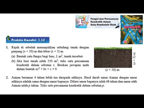 KSSM Matematik Tingkatan 4 Bab 1 Fungsi dan persamaan kuadratik dalam praktis kendiri 1.1d no1 no2