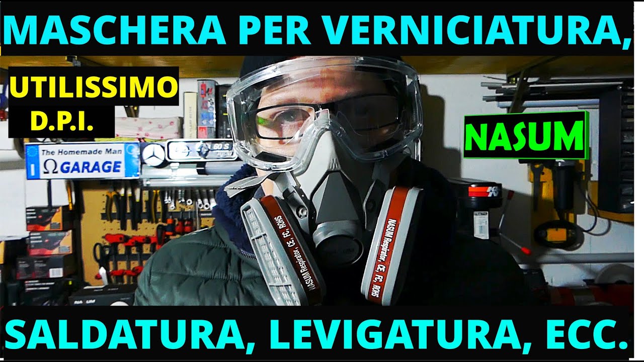 Utilissimo DPI: maschera per verniciatura, saldatura, polveri, NASUM con occhiali protettivi