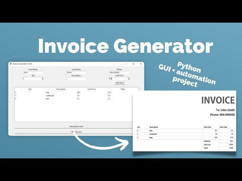 Python Invoice Generator Tutorial For Beginners Python Gui Automation Project Resume Project
