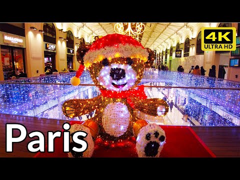 Paris Christmas Walk 2021 | Christmas Light | Paris - 4k - Paris, France 🇫🇷 - Av. Haussmann
