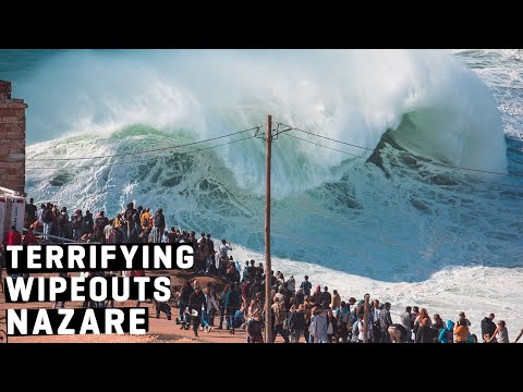 TERRIFYING WIPEOUTS at Nazare! Courtesy Of The Epsilon Mega Swell