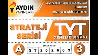 Aydın Yayınları (STRATEJİ SERİSİ) Tyt-3 Denemesi Geometri Çözümü