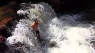 Mike under the waterfall @ Christopher Creek Gorge