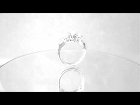 14K WHITE GOLD PRINCESS & BAGUETTES CUT DIAMOND ENGAGEMENT RING 1.35CTW - KNR INC - 369.1