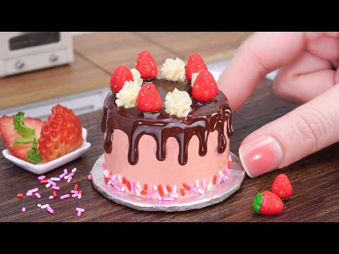 Best of Miniature Strawberry Chocolate Cake | Tiny Birthday Cake Decorating | Miniature Cooking