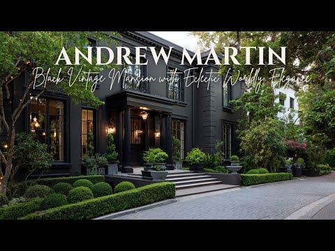 Andrew Martin Global Black Vintage Mansion with Eclectic Worldly Elegance