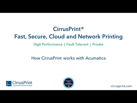 CirrusPrint-Impression avec Acumatica