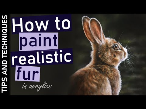 How to paint fur in acrylics | Painting a Rabbit in acrylics | Tips