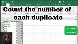 Count the number of each duplicate in Excel