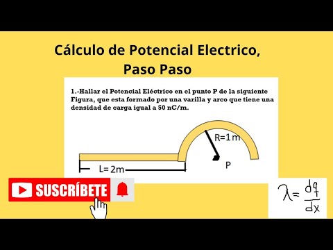 calculo de Potencial electrico en un punto debido a una barra y arco paso a paso
