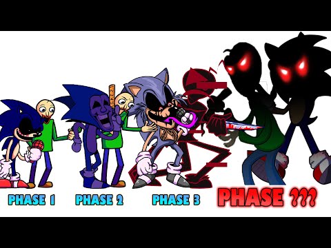 FNF comparison Battle Baldi's Basics & VS Sonic.EXE - ALL Phases of Friday Night Funkin Animation