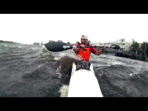 Surfski Downwind Run on the Cape Fear River -- 40 mph wind, alligators, and crazy currents!