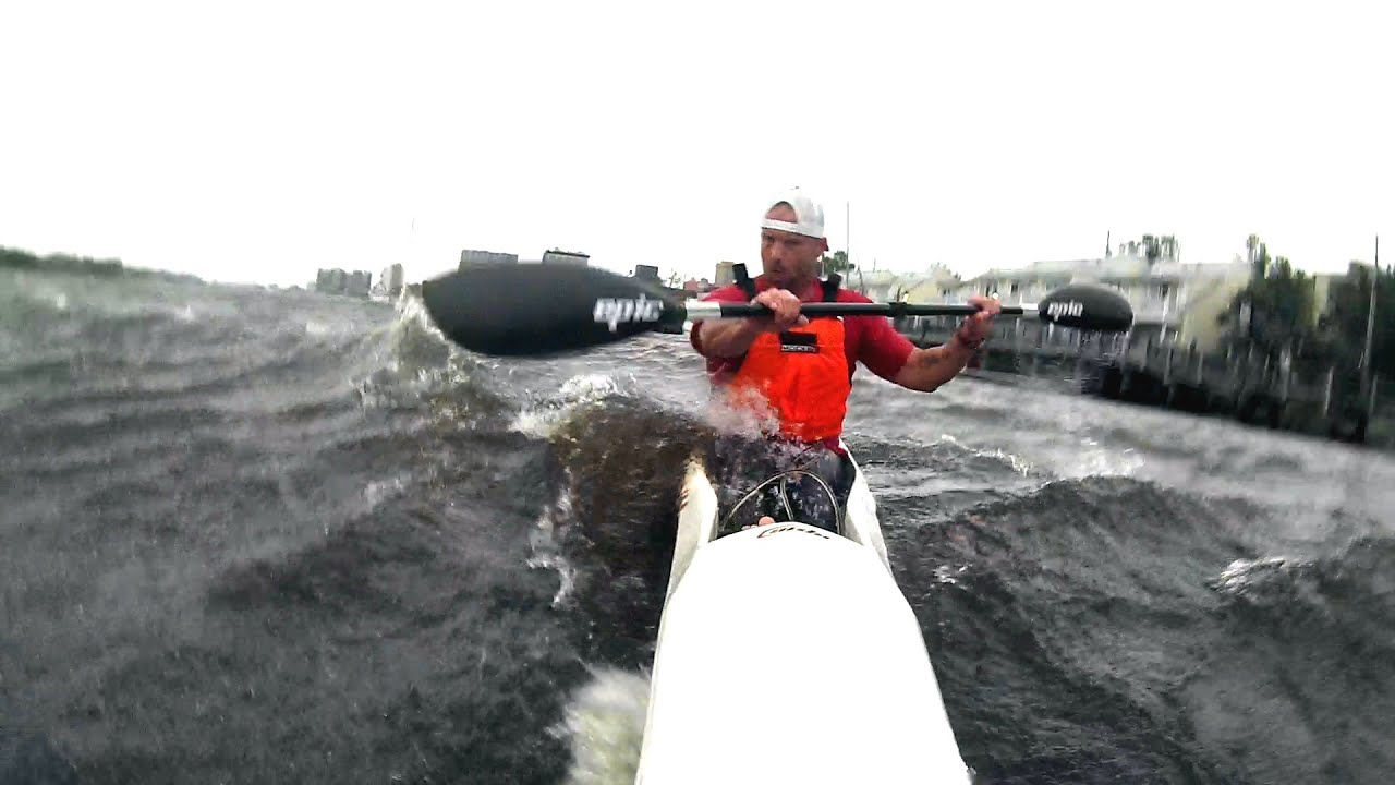 Surfski Downwind Run on the Cape Fear River -- 40 mph wind, alligators, and crazy currents!