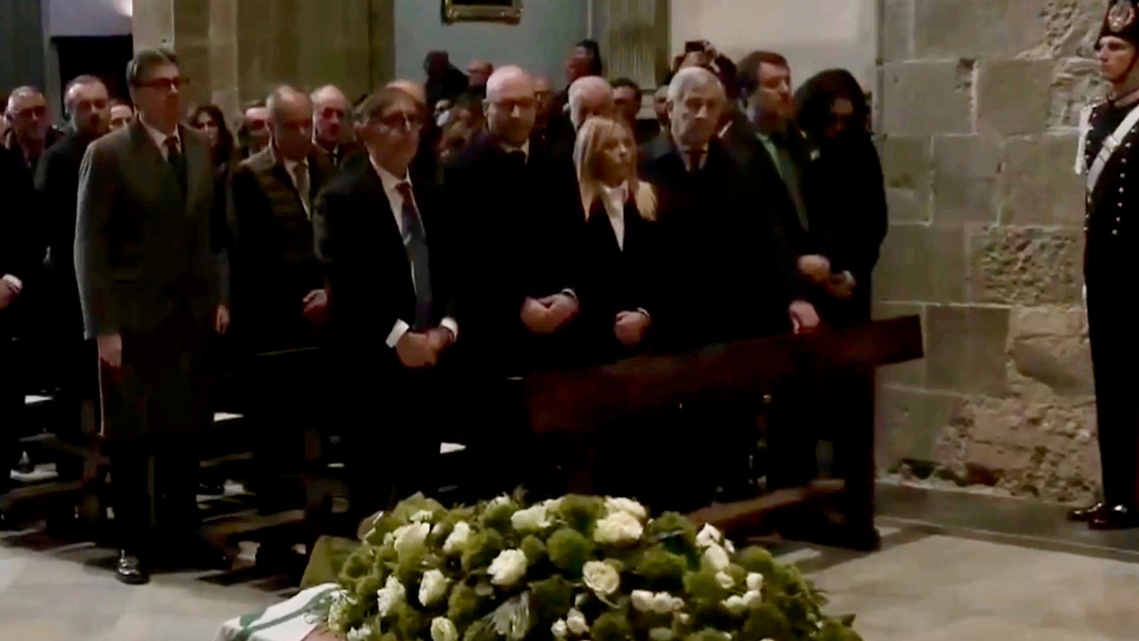 GIORGIA MELONI AI FUNERALI DI UMBERTO BOSSI NEL MONASTERO DI PONTIDA