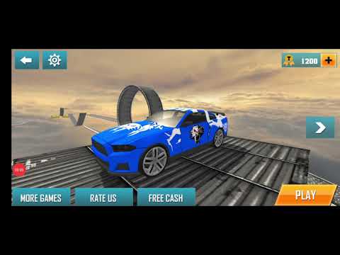 Car mega ramp HD game Quality Tracks 3D Blue Car Driving Stunts Android Game Play Round