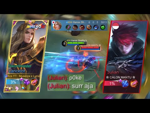 FASTHAND LANCELOT VS PRO JULIAN! HE SAID JULIAN IS OVERPOWER HERO! TOP GLOBAL LANCELOT - MLBB