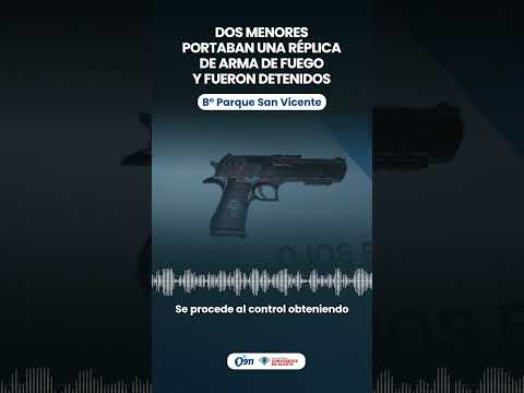 🚨 Dos menores portaban una réplica de arma de fuego y fueron detenidos en B° Parque San Vicente