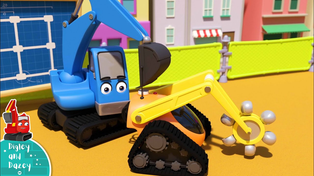 Robot Digger Trouble - Construction Cartoons for Kids | Digley and Dazey