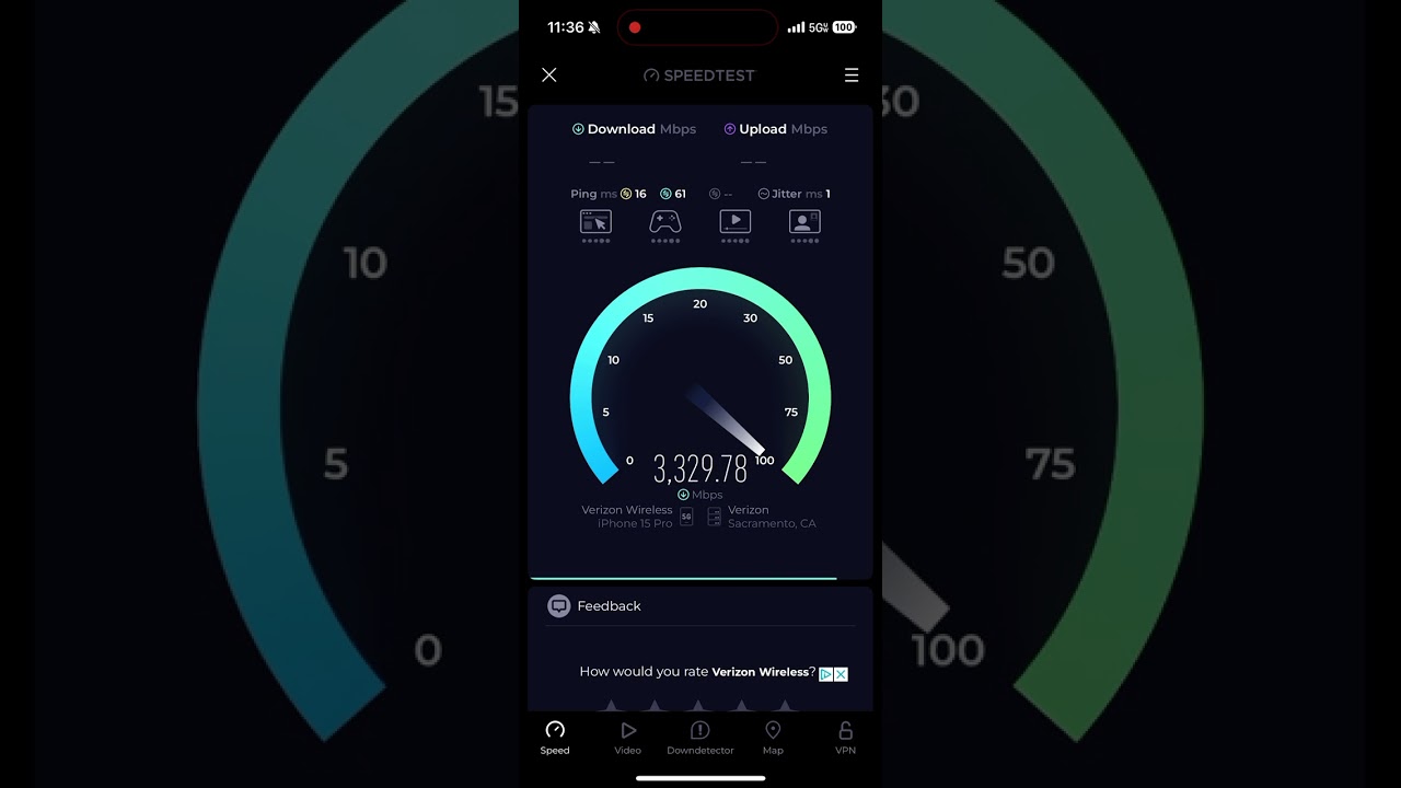 Verizon 5G UW mmWave Speed test