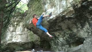 Video thumbnail of Dark Reservation, 8A+. Anston Stones