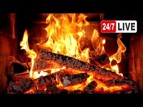 ???? Cozy Fireplace 4K (LIVE 24/7). Fireplace with Crackling Fire Sounds. Christmas Fireplace 2024