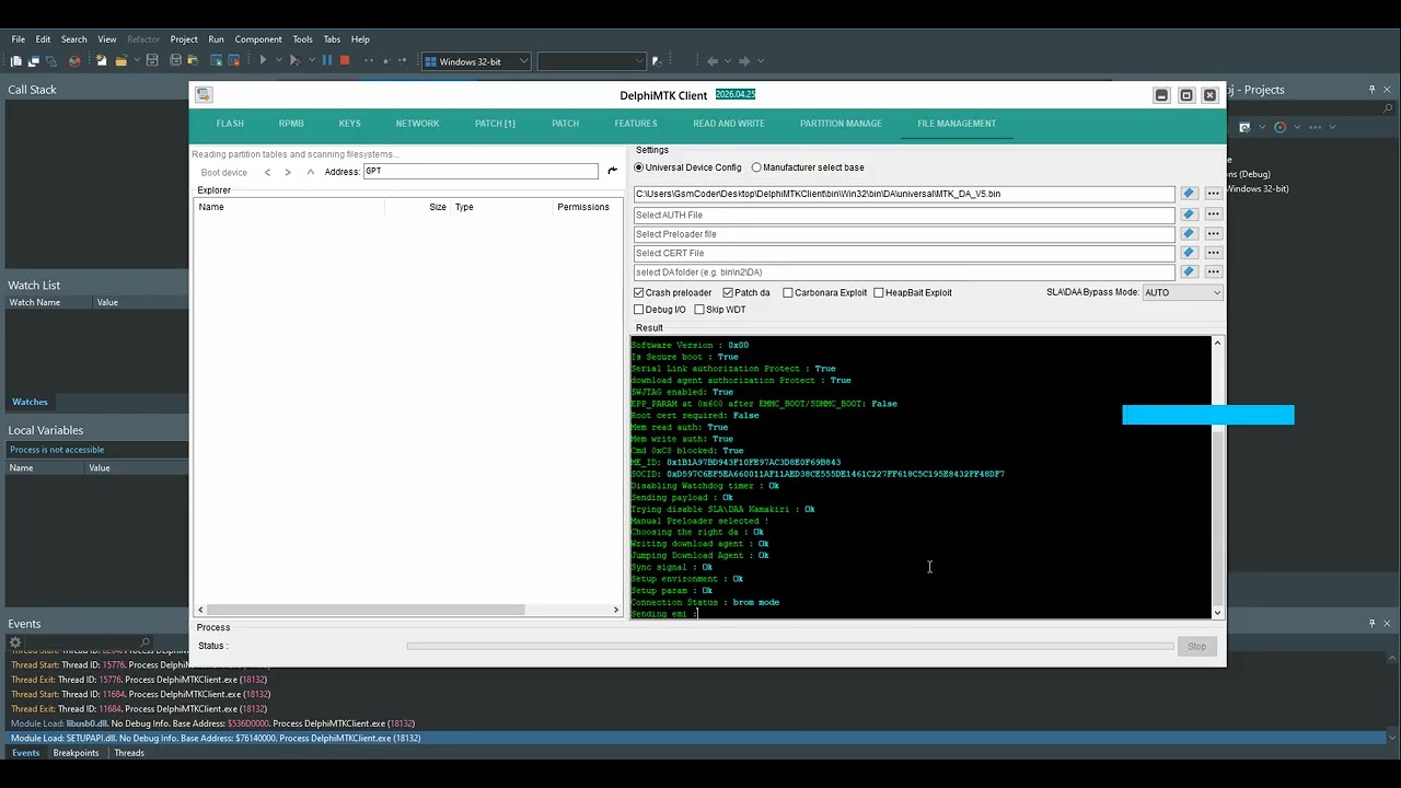 DelphiMTKClient Protocol Flow Demonstration