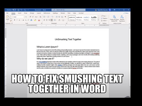 How to fix Smushing Text Together in word