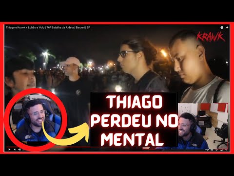 KRAWK REAGINDO A Thiago e Krawk x Lobão e Volp | 76ª Batalha da Aldeia | Barueri | SP (WILKY CLIPS)