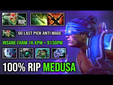 ZERO MANA FOR YOU 100% Counter Medusa | 1K XPM 913GPM Insane Farm Speed Anti Mage with Skadi DotA 2