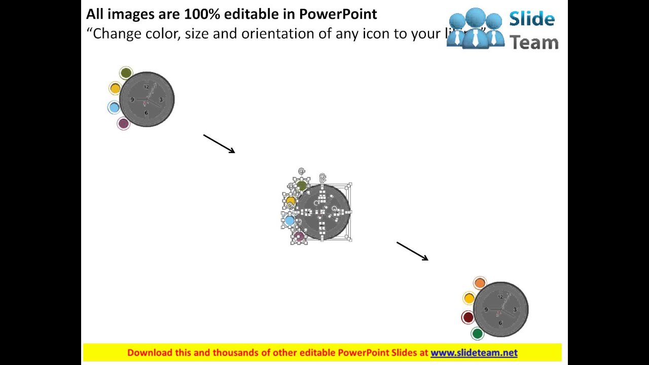 clock with business icons time management flat powerpoint design