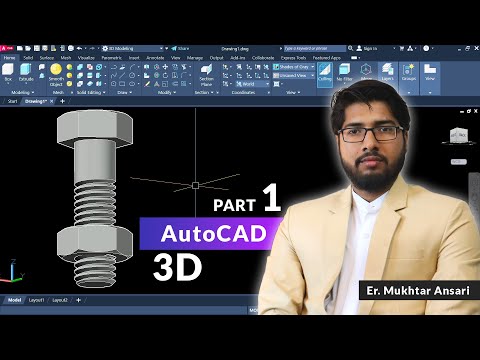 How to Make NUT BOLT with THREADS M12 in AutoCAD 3D