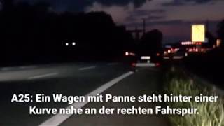 Download Lagu A25: Wagen steht mit Panne in Kurve und nahe an der Fahrbahn (2019) Thumbnail
