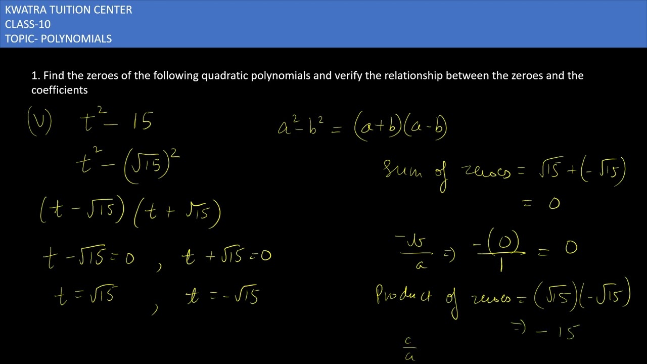 CH - 2 POLYNOMIALS Complete NCERT Solutions #class10