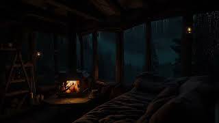 Peaceful Forest Nights with Rain and Fireplace | Cozy Ambience for Deep Sleep