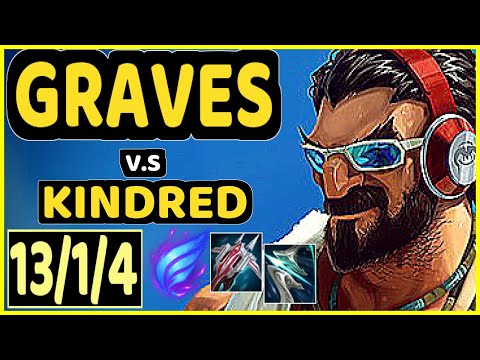 GRAVES vs KINDRED - QUADRAKILL 13/1/4 KDA JUNGLE CHALLENGER GAMEPLAY - KR