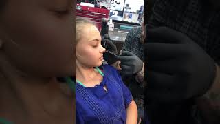 12 year old getting her nose pierced, she’s 15 now and still has it...