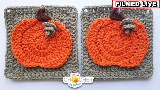 Boho Pumpkin Granny Square - NO SEW - LIVE Crochet Tutorial - September 22, 2025