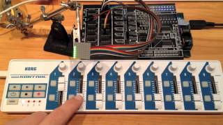 Video thumbnail for Adafruit mini 8x8 LED Matrix with Livid Instruments Builder Brain V2 by denki_oto